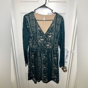 Xhilaration green lace mini dress